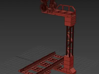 Lego train construction traffic lights 3D model