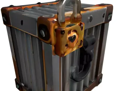 Rusty Industrial Metal Crate Low-poly 3D model