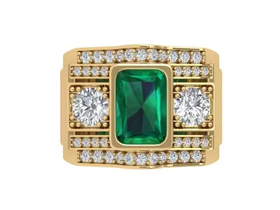 Emerald Art Deco Ring 3D print model 44
