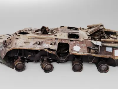 Destroyed BTR-80 wheeled amphibious armoured personnel carrier  3D model