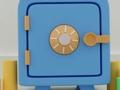 A toy safe with money Low - poly Low-poly 3D model