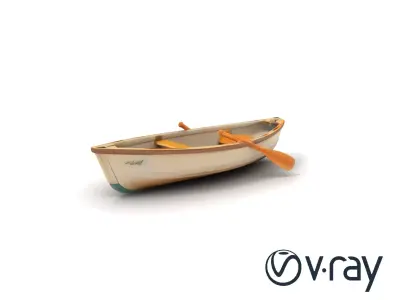 Vintage Rowboat with Oars model pack Low-poly 3D model