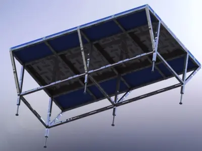 Stainless Steel Industrial Kitchen Table 3D model