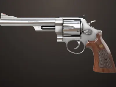 7 Silver Revolvers Collection All PBR Unity UE Textures 3D Model Pack