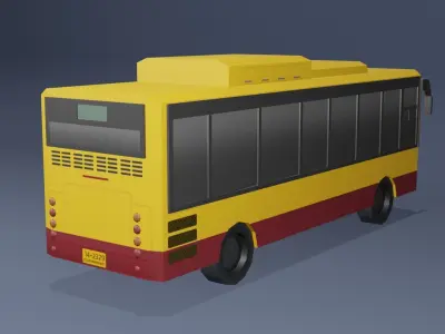 Yellow Thai bus Low poly v04 Low-poly 3D model