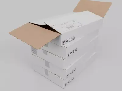 White Cardboard Box R-461 - Rigged and Customizable Low-poly 3D model