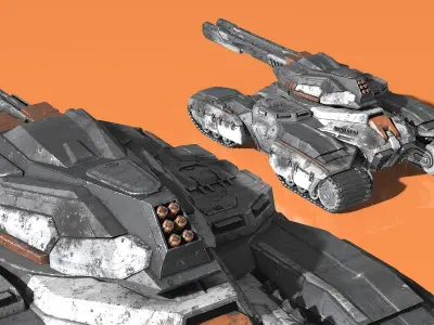 Fantastic Combat Tank Damaged 3D model