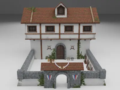 Warrior Barracks Level 5 Low-poly 3D model
