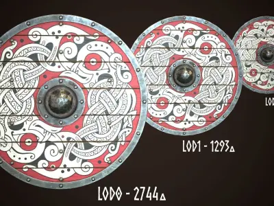 Viking Shield 33 Low-poly 3D model