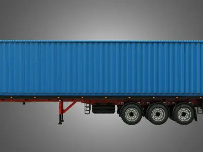 Tri-Axle Container Trailer 3D model