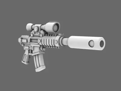 Space Knights AR Style Huntsman Rifle NOHAND 3D print model