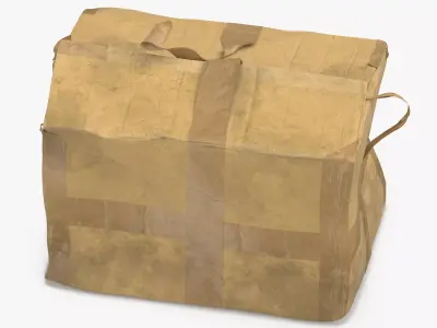 Old Damaged Dirty Cardboard Box Brown Tape 3D model