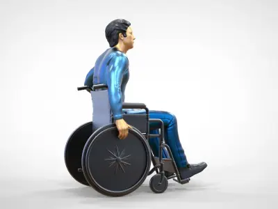 N2 Disabled man on wheelchair 3D print model