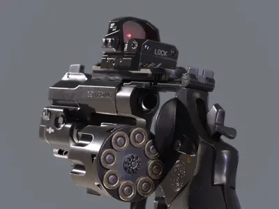 Game Ready Revolver Low-poly 3D model purchase