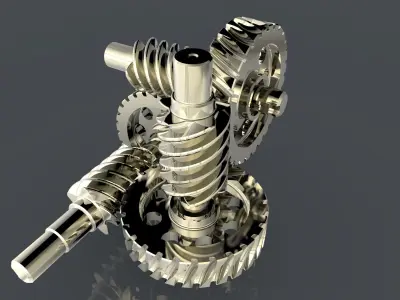 Curiously worm gear mechanism 3D model
