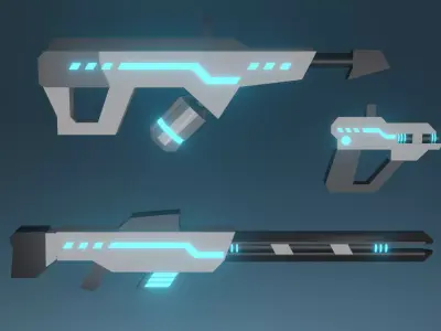 Low Poly Sci Fi Gun Weapon Set Low-poly 3D model