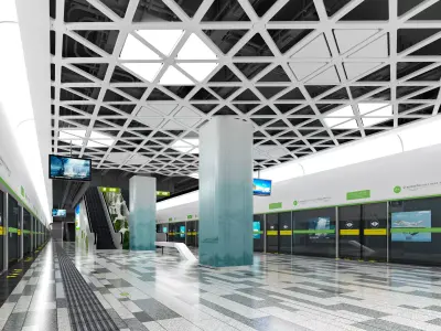 Modern style subway platform design 3D model