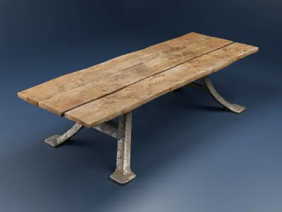 Antique wood table Low-poly 3D model