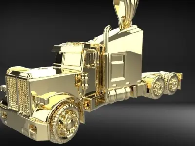 Semi Trailer Truck Pendant Necklace Jewelry 2D Relief 3D print model