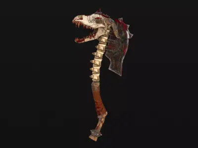 Viking Dragon Face Axe Low-poly 3D model