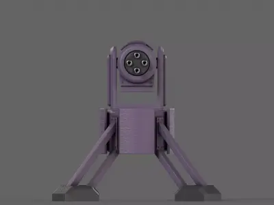 PBR Turret Gun 04 Purple Low-poly 3D model