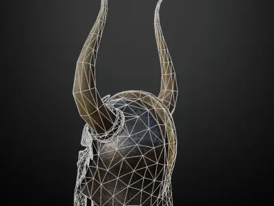 HELMET3 Game Ready helmet with horns Low-poly 3D model
