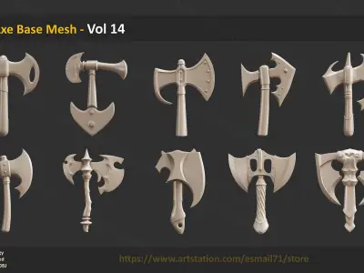 37 Axe Base Mesh - Vol 14 Low-poly 3D model