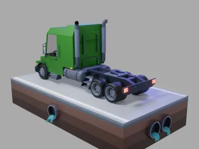 low poly truck semi Low-poly 3D model from CGTrader