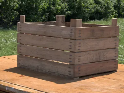 Wooden Fruit Crate 02 Low-poly 3D model