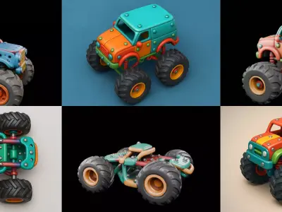 Monster Truck bundle 8 pack 100 glb 3D model