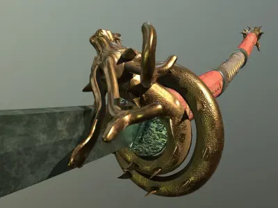 Katana Nagamaki Low-poly 3D model