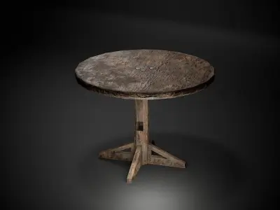 Medieval Tavern Style High Table and Chairs Low-poly 3D model