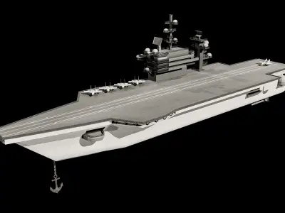 Navy Aircraft Ship Carrier and Fully Displayed Aircrafts Low-poly 3D model