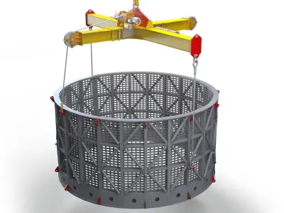 Industrial Perforated Cylinder with Lifting Beam 3D model