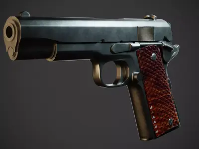 COLT M1911 PISTOL AND INSIDE PARTS 3D model