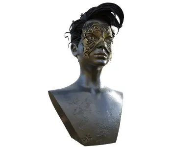 Statue of a lady on a horse 3D model