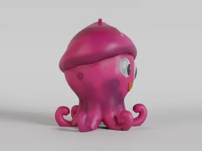 Adorable Cartoon Style Squid Character 3D print model