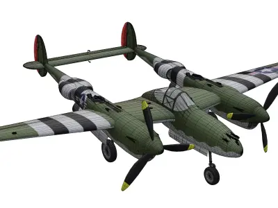 Lockheed P-38 Lightning Low-poly 3D model purchase
