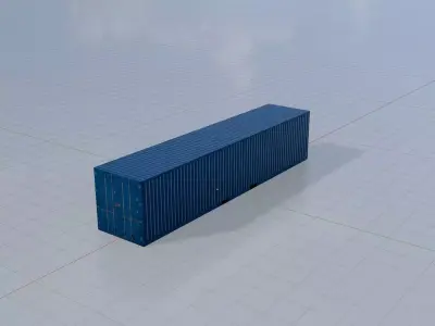 Shipping Container gentian blue 40ft Low-poly 3D model