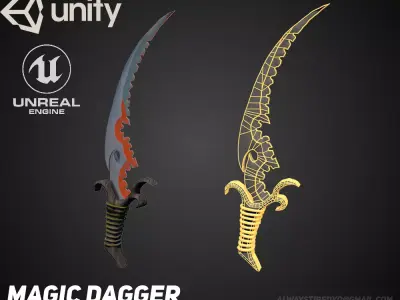 Fantasy Magic ColorChanging Dagger GAME READY Low-poly 3D model