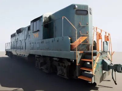 Locomotive  Mid-Poly PBR Model Low-poly 3D model