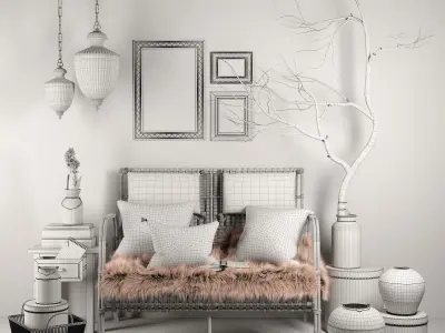 Hubsch interior rattan set  3D model