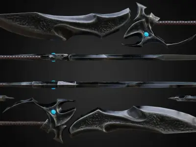 Fantasy sword Low-poly 3D model 2