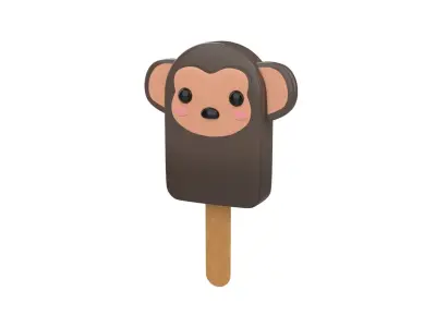 Cartoon Monkey Ice Cream Cute Low-poly 3D model