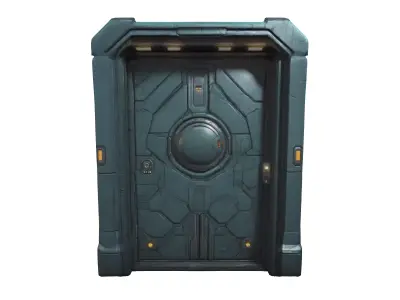 Simple low poly scifi door 3D model