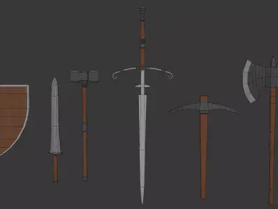 Simple Medieval Weapon Pack Low-poly 3D model