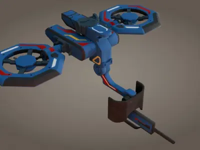 Sci-Fi Drone - Low Poly - Game Ready - PBR Low-poly 3D model