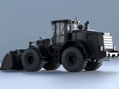 Wheel Loader Black Low-poly 3D model