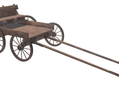 wooden cart with bench 3D model