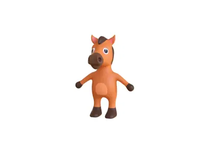 High-Quality 3D Cute Horse for Games Low-poly 3D model